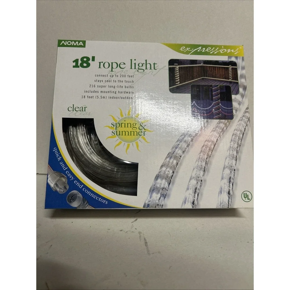 Six NOMA 18' Clear Rope Light Warm Light New In Original Box